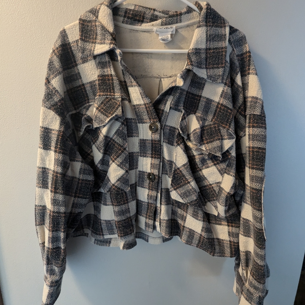 For The Republic Flannel Cropped Jacket
